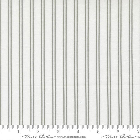 Image of A Cat Named Stitch Stripes Cream Grey quilting cotton fabric by Camille Roskelley for Riley Blake Designs. Features stripes on a cream background. Cute Little Fabric Shop.