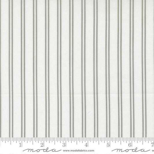 Image of A Cat Named Stitch Stripes Cream Grey quilting cotton fabric by Camille Roskelley for Riley Blake Designs. Features stripes on a cream background. Cute Little Fabric Shop.