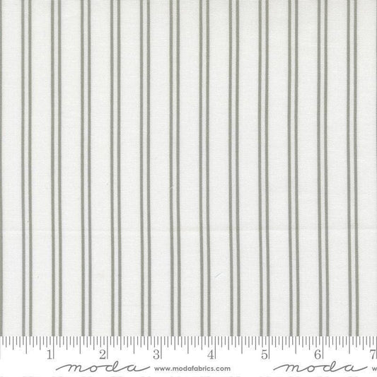 Image of A Cat Named Stitch Stripes Cream Grey quilting cotton fabric by Camille Roskelley for Riley Blake Designs. Features stripes on a cream background. Cute Little Fabric Shop.