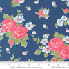 Image of A Cat Named Stitch Blooming Florals Sea quilting cotton fabric by Camille Roskelley for Riley Blake Designs. Features flowers on a blue background. Cute Little Fabric Shop.