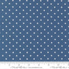Image of A Cat Named Stitch Cosmo Sea quilting cotton fabric by Camille Roskelley for Riley Blake Designs. Features polka dot squares on a blue background. Cute Little Fabric Shop.