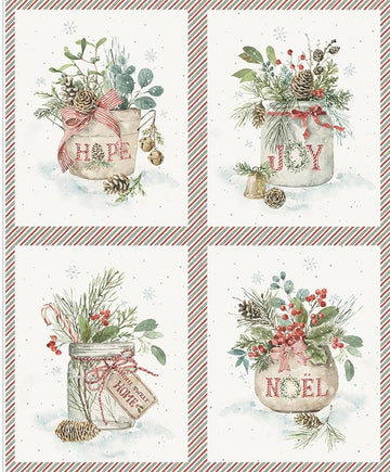 SALE Holiday Spirit Season's Greetings Pillow Panel Christmas Fabric - PD17467 - Riley Blake Quilting Cotton Fabric
