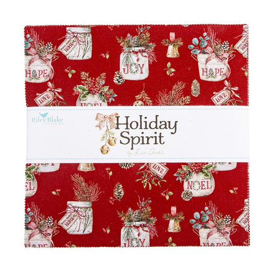 SALE Holiday Spirit 10" Stacker Christmas Fabric - 10-17460-42 - 42-Piece Precut - Riley Blake Quilting Cotton Fabric
