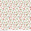 Image of Holiday Spirit Berries Cream quilting cotton fabric by Lisa Audit for Riley Blake Designs. Features berries on a cream background. Cute Little Fabric Shop.