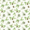 Image of Holiday Spirit Pinecones Cream quilting cotton fabric by Lisa Audit for Riley Blake Designs. Features leaves on a white background. Cute Little Fabric Shop.