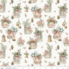 Image of Holiday Spirit Main Cream quilting cotton fabric by Lisa Audit for Riley Blake Designs. Features leaves on a white background. Cute Little Fabric Shop.