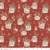 Image of Holiday Spirit Main Red quilting cotton fabric by Lisa Audit for Riley Blake Designs. Features leaves on a red background. Cute Little Fabric Shop.