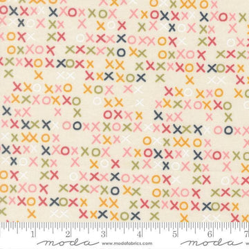Image of Fieldrush Larkspur Opal quilting cotton fabric by Basic Grey for Moda Fabrics. Features Xs on a cream background. Cute Little Fabric Shop.