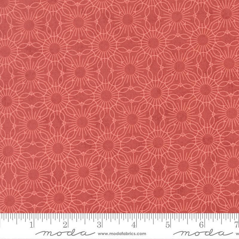 Image of Fieldrush Jasmine Azalea quilting cotton fabric by Basic Grey for Moda Fabrics. Features flowers on a red background. Cute Little Fabric Shop.