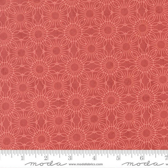 Image of Fieldrush Jasmine Azalea quilting cotton fabric by Basic Grey for Moda Fabrics. Features flowers on a red background. Cute Little Fabric Shop.
