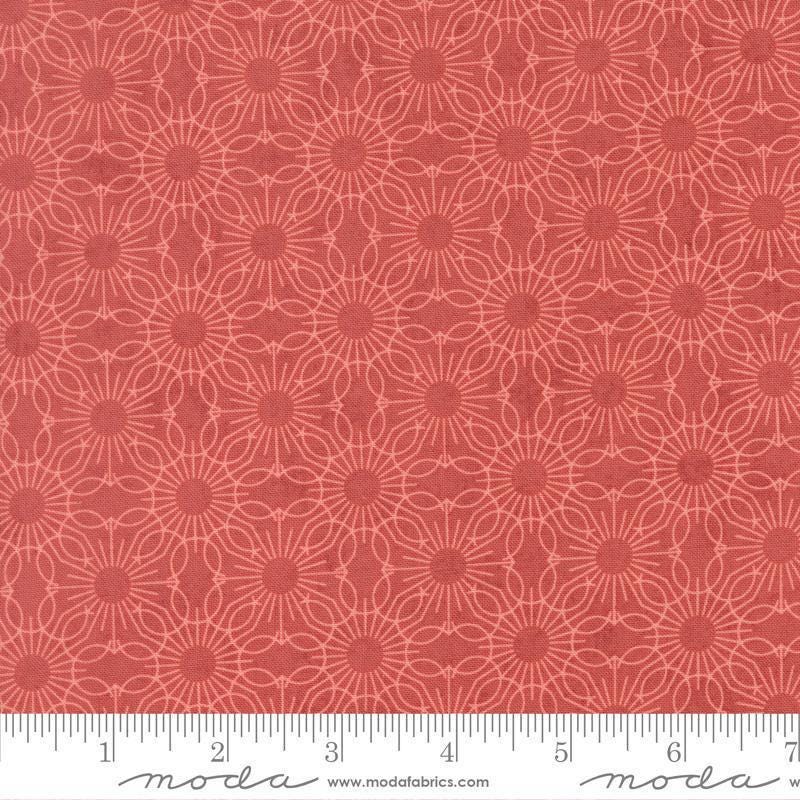 Image of Fieldrush Jasmine Azalea quilting cotton fabric by Basic Grey for Moda Fabrics. Features flowers on a red background. Cute Little Fabric Shop.