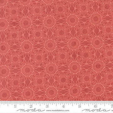 Image of Fieldrush Jasmine Azalea quilting cotton fabric by Basic Grey for Moda Fabrics. Features flowers on a red background. Cute Little Fabric Shop.