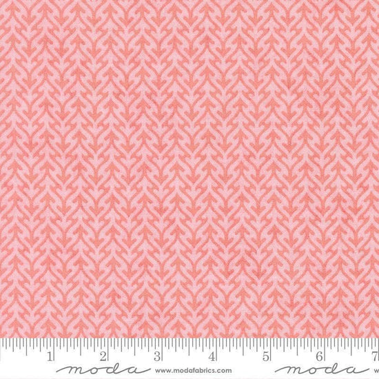 Image of Fieldrush Trellis Peony quilting cotton fabric by Basic Grey for Moda Fabrics. Features trees on a pink background. Cute Little Fabric Shop.