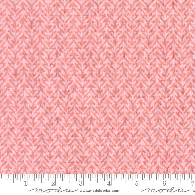 Image of Fieldrush Trellis Peony quilting cotton fabric by Basic Grey for Moda Fabrics. Features trees on a pink background. Cute Little Fabric Shop.