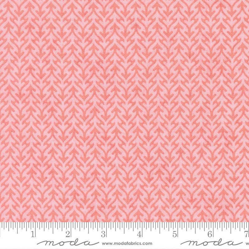 Image of Fieldrush Trellis Peony quilting cotton fabric by Basic Grey for Moda Fabrics. Features trees on a pink background. Cute Little Fabric Shop.
