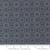 Image of Fieldrush Jasmine Portobello quilting cotton fabric by Basic Grey for Moda Fabrics. Features flowers on a blue background. Cute Little Fabric Shop.