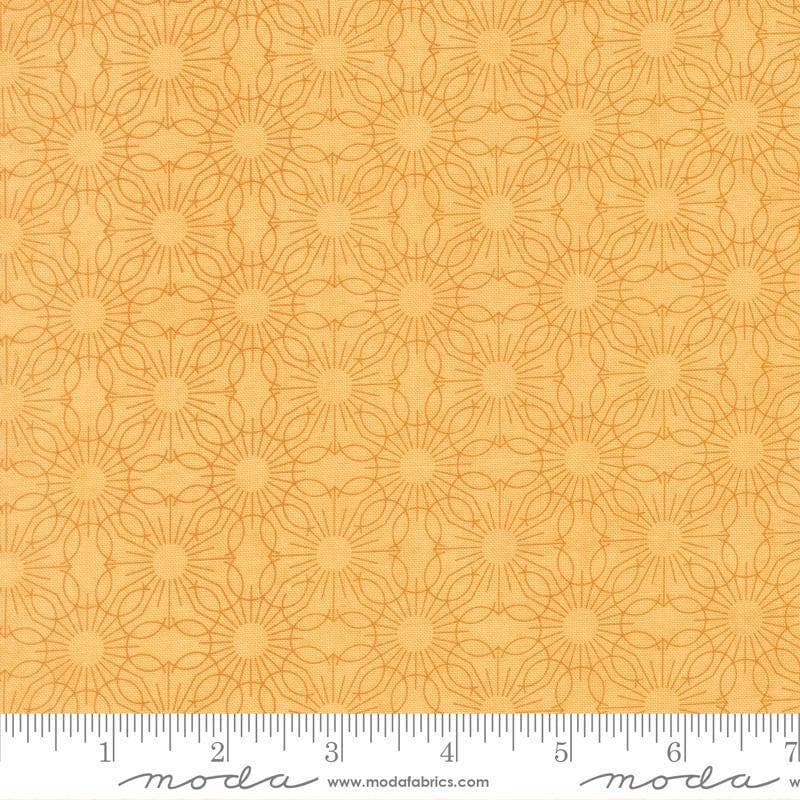 Image of Fieldrush Jasmine Yellow quilting cotton fabric by Basic Grey for Moda Fabrics. Features flowers on a yellow background. Cute Little Fabric Shop.