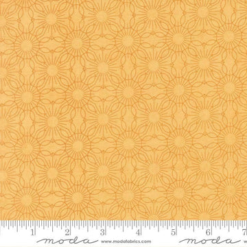 Image of Fieldrush Jasmine Yellow quilting cotton fabric by Basic Grey for Moda Fabrics. Features flowers on a yellow background. Cute Little Fabric Shop.