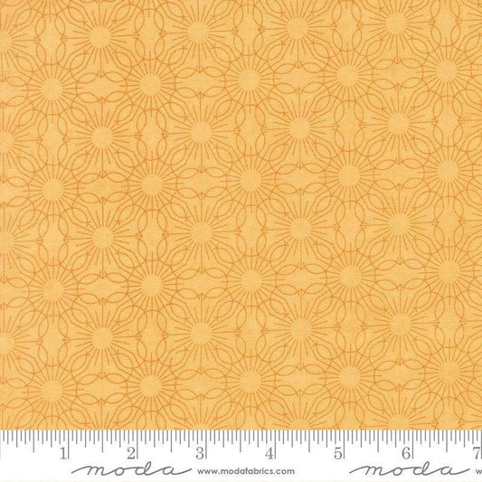 Image of Fieldrush Jasmine Yellow quilting cotton fabric by Basic Grey for Moda Fabrics. Features flowers on a yellow background. Cute Little Fabric Shop.