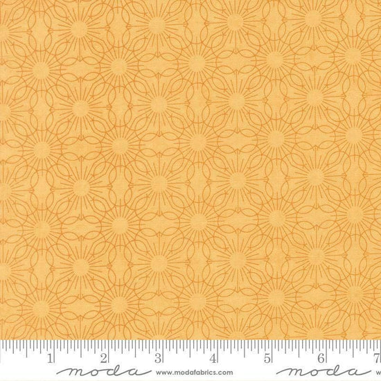 Image of Fieldrush Jasmine Yellow quilting cotton fabric by Basic Grey for Moda Fabrics. Features flowers on a yellow background. Cute Little Fabric Shop.