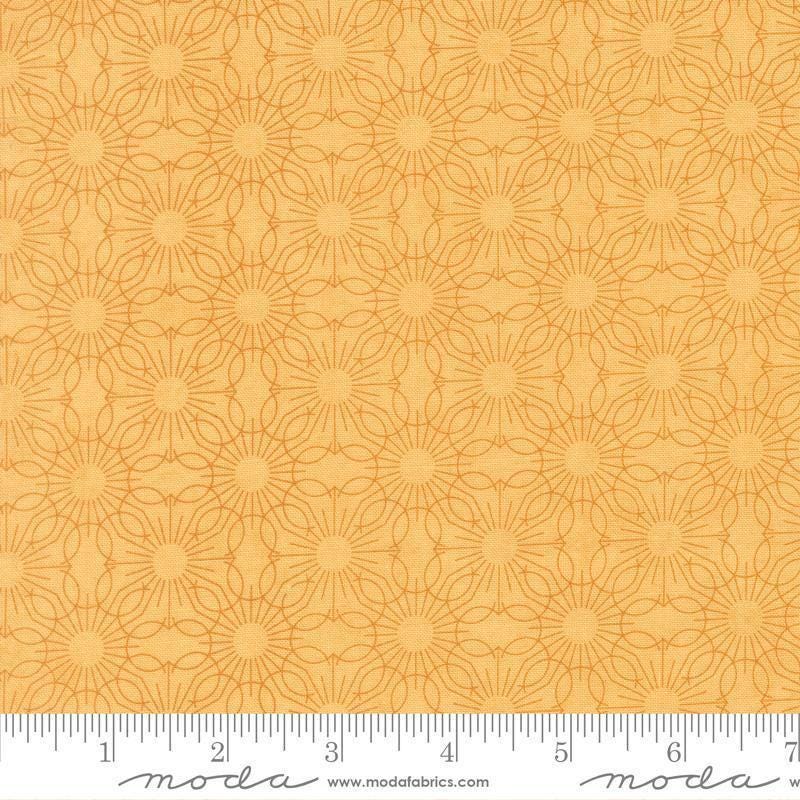 Image of Fieldrush Jasmine Yellow quilting cotton fabric by Basic Grey for Moda Fabrics. Features flowers on a yellow background. Cute Little Fabric Shop.
