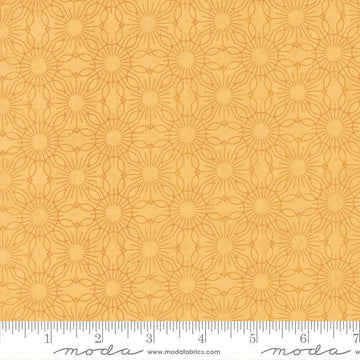 Image of Fieldrush Jasmine Yellow quilting cotton fabric by Basic Grey for Moda Fabrics. Features flowers on a yellow background. Cute Little Fabric Shop.