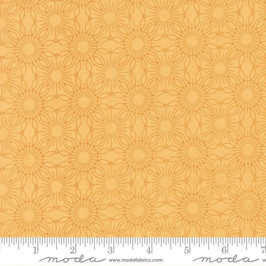 Image of Fieldrush Jasmine Yellow quilting cotton fabric by Basic Grey for Moda Fabrics. Features flowers on a yellow background. Cute Little Fabric Shop.