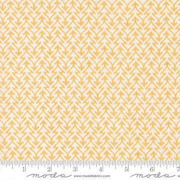 Image of Fieldrush Trellis Sunshine quilting cotton fabric by Basic Grey for Moda Fabrics. Features trees on a yellow background. Cute Little Fabric Shop.