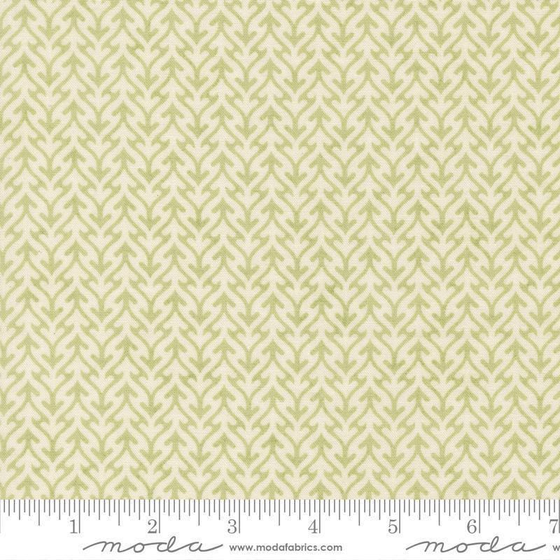 Image of Fieldrush Trellis Moss quilting cotton fabric by Basic Grey for Moda Fabrics. Features trees on a green background. Cute Little Fabric Shop.
