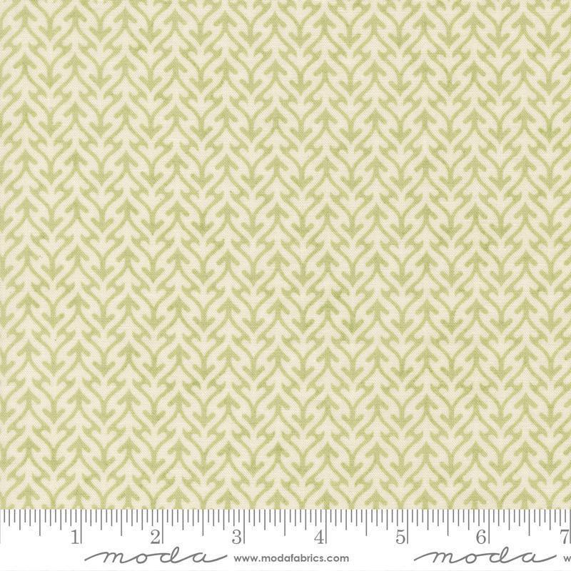 Image of Fieldrush Trellis Moss quilting cotton fabric by Basic Grey for Moda Fabrics. Features trees on a green background. Cute Little Fabric Shop.