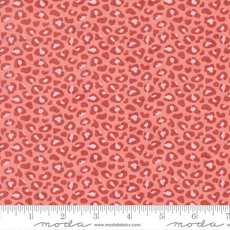 Image of Fieldrush Wild Flower Peony quilting cotton fabric by Basic Grey for Moda Fabrics. Features leopard print on a pink background. Cute Little Fabric Shop.