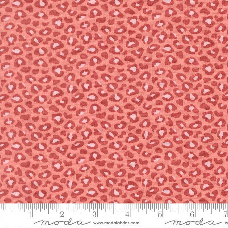 Image of Fieldrush Wild Flower Peony quilting cotton fabric by Basic Grey for Moda Fabrics. Features leopard print on a pink background. Cute Little Fabric Shop.