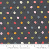 Image of Fieldrush Poppy Portobello quilting cotton fabric by Basic Grey for Moda Fabrics. Features flowers on a blue background. Cute Little Fabric Shop.