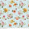 Image of Sketchbook Stems Blue quilting cotton fabric by Lisa Audit for RIley Blake Designs. Features flowers on a blue background. Cute Little Fabric Shop.