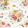 Image of Sketchbook Main Cream quilting cotton fabric by Lisa Audit for RIley Blake Designs. Features flowers on a cream background. Cute Little Fabric Shop.