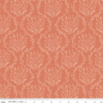 Image of Sketchbook Vines Ginger quilting cotton fabric by Lisa Audit for RIley Blake Designs. Features leaves on an orange background. Cute Little Fabric Shop.