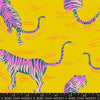 Image of Poolside Too Tigress Golden Hour quilting cotton fabric by Ruby Star Society for Moda Fabrics. Features tigers on a yellow background. Cute Little Fabric Shop.