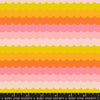 Image of Poolside Too Scallops Balmy quilting cotton fabric by Ruby Star Society for Moda Fabrics. Features stripes on a pink and orange background. Cute Little Fabric Shop.