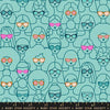 Image of Poolside Too Shine Girl Lagoon quilting cotton fabric by Ruby Star Society for Moda Fabrics. Features girls in sunglasses on a blue background. Cute Little Fabric Shop.