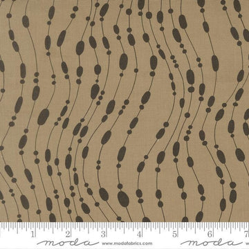 Image of Mira Whisper Taupe quilting cotton fabric by Zen Chic for Moda Fabrics. Features dots on a brown background. Cute Little Fabric Shop.