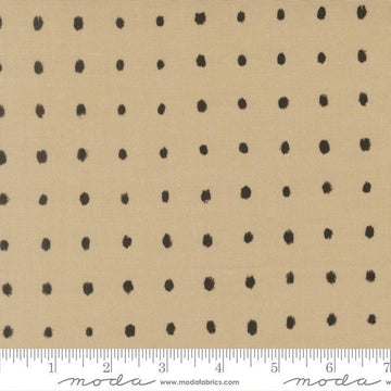 Image of Mira Pure Tan quilting cotton fabric by Zen Chic for Moda Fabrics. Features polka dots on a brown background. Cute Little Fabric Shop.