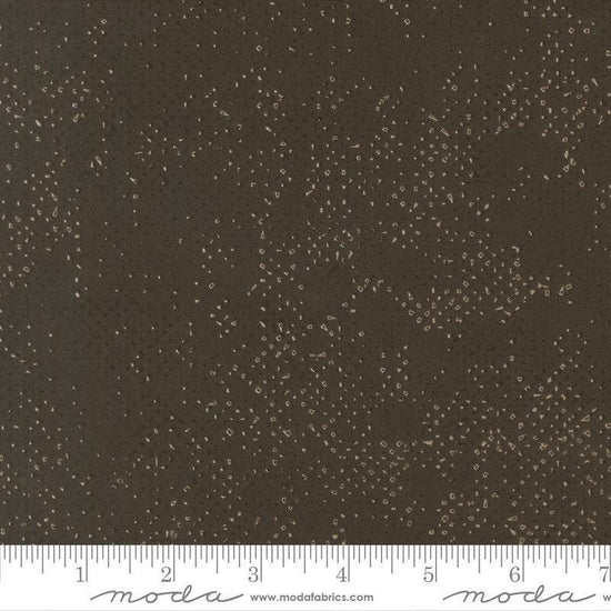 Image of Mira Spotted Raven quilting cotton fabric by Zen Chic for Moda Fabrics. Features printed texture on a brown background. Cute Little Fabric Shop.
