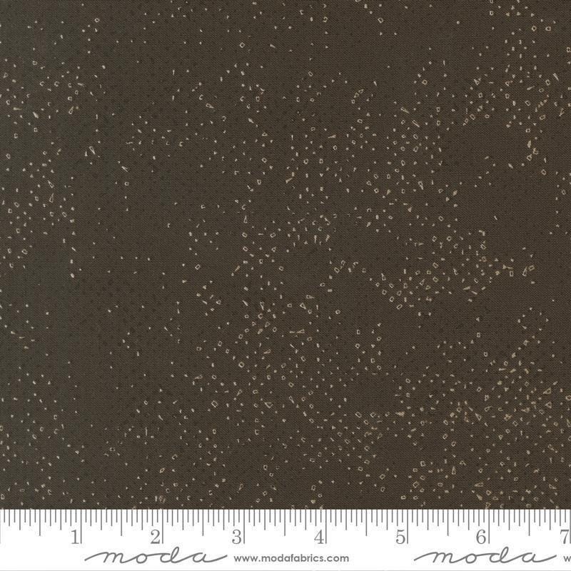 Image of Mira Spotted Raven quilting cotton fabric by Zen Chic for Moda Fabrics. Features printed texture on a brown background. Cute Little Fabric Shop.
