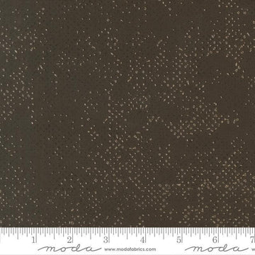 Image of Mira Spotted Raven quilting cotton fabric by Zen Chic for Moda Fabrics. Features printed texture on a brown background. Cute Little Fabric Shop.
