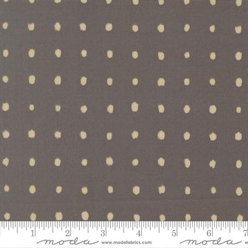 Image of Mira Pure Graphite quilting cotton fabric by Zen Chic for Moda Fabrics. Features polka dots on a gray background. Cute Little Fabric Shop.