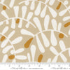 Image of Mira Calm Tan quilting cotton fabric by Zen Chic for Moda Fabrics. Features leaves on a brown background. Cute Little Fabric Shop.