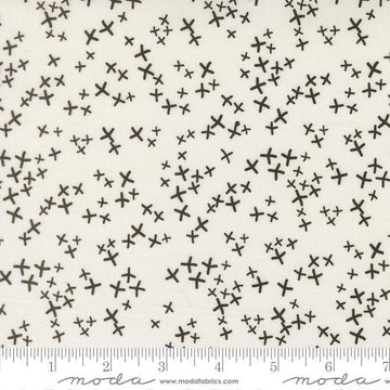Image of Mira Realm Pearl quilting cotton fabric by Zen Chic for Moda Fabrics. Features crosses on a white background. Cute Little Fabric Shop.