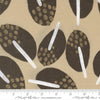 Image of Mira Stillness Tan quilting cotton fabric by Zen Chic for Moda Fabrics. Features leaves on a brown background. Cute Little Fabric Shop.