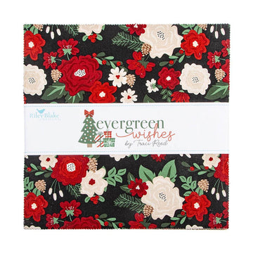 SALE Evergreen Wishes 10" Stacker Christmas Fabric - 10-17810-42 - 42-Piece Precut - Riley Blake Quilting Cotton Fabric
