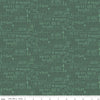 Image of Evergreen Wishes Text Green quilting cotton fabric by Traci Reed for Riley Blake Designs. Features words on a green background. Cute Little Fabric Shop.